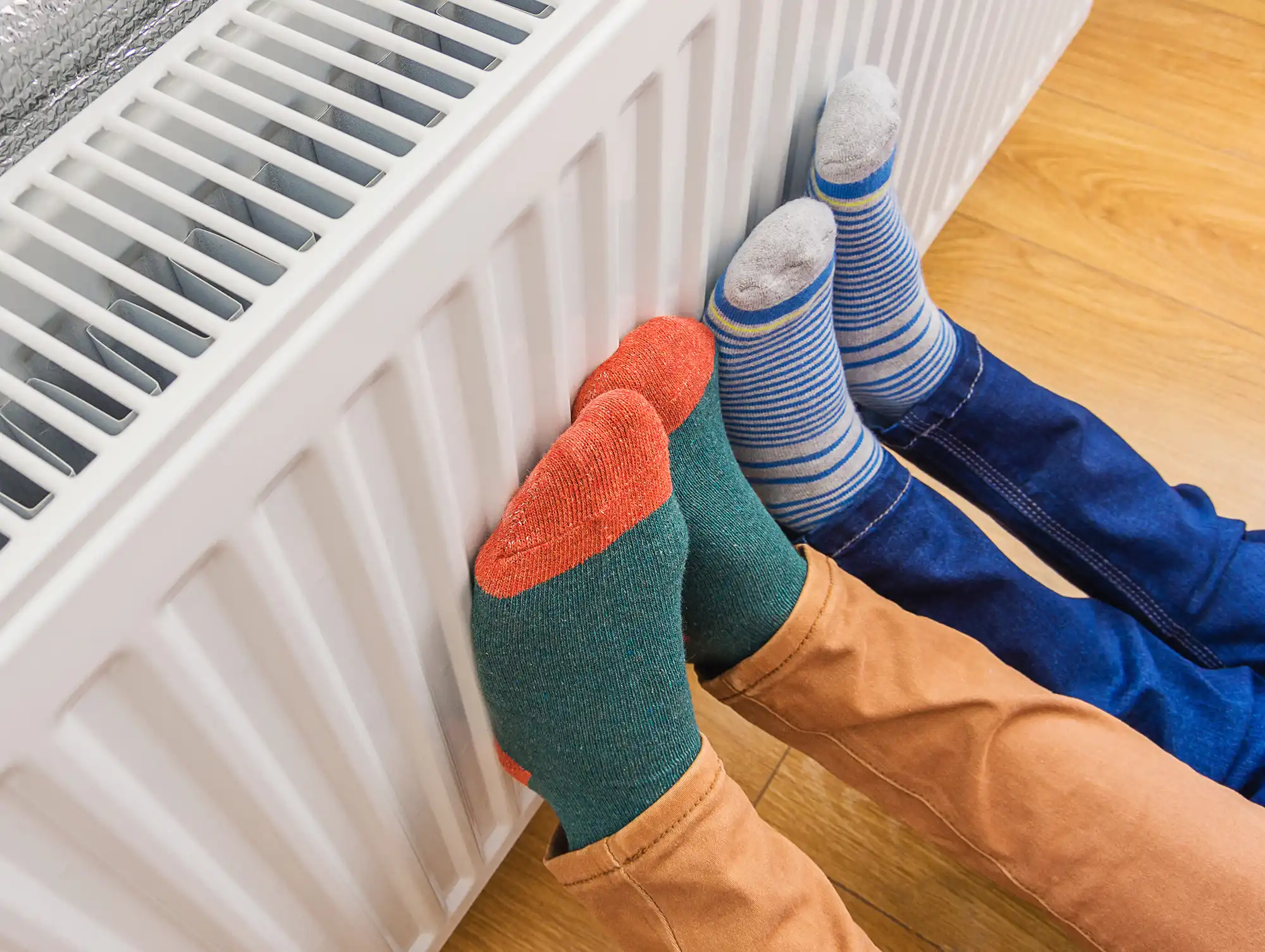 feet on a warm radiator